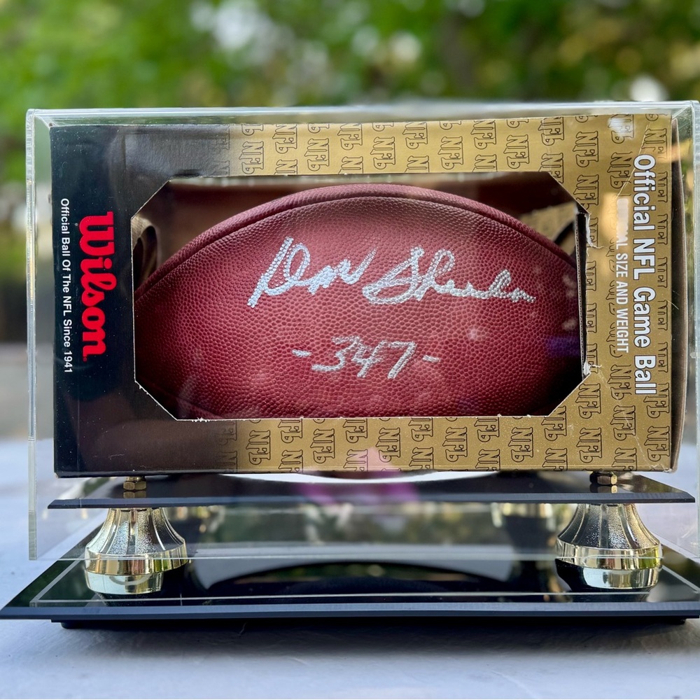 Wilson Don Shula Dolphins Autographed NFL Football in Display Case